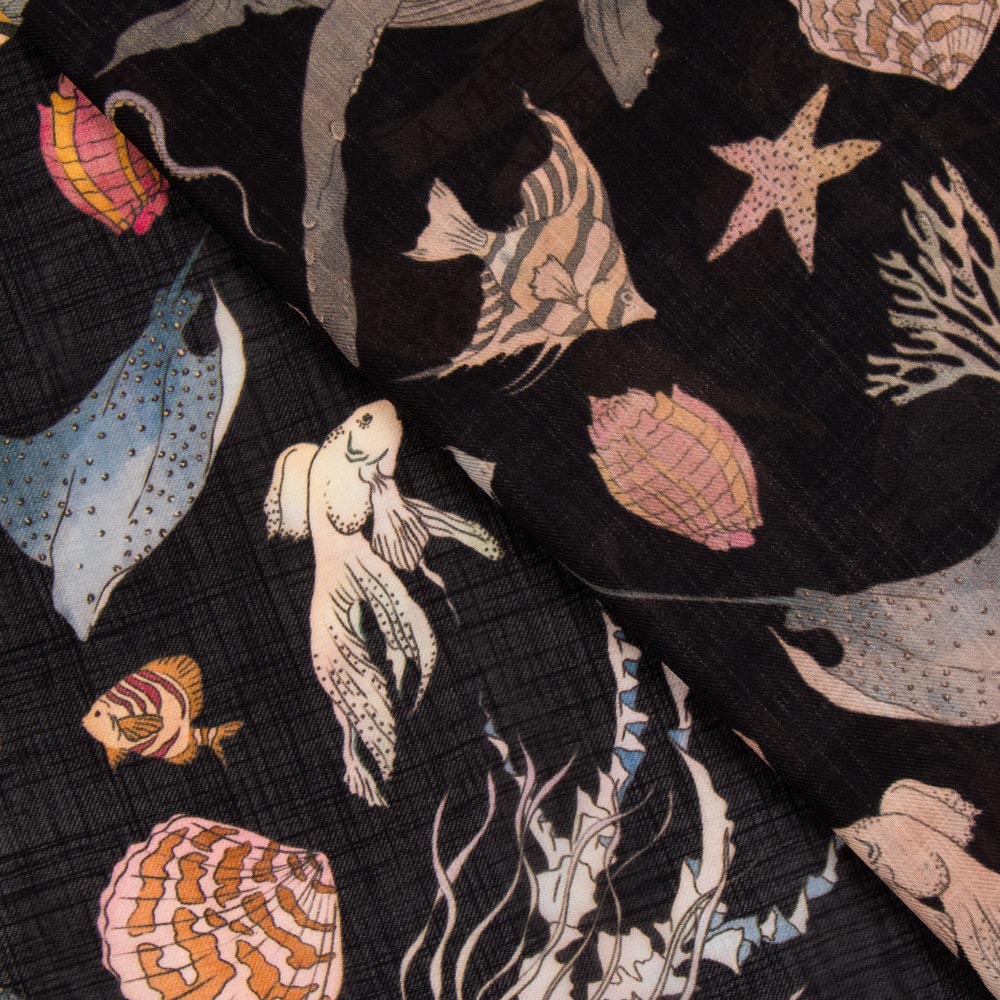 Tecido Rústico Poliéster Sereia Marinha - Ribes y Casals