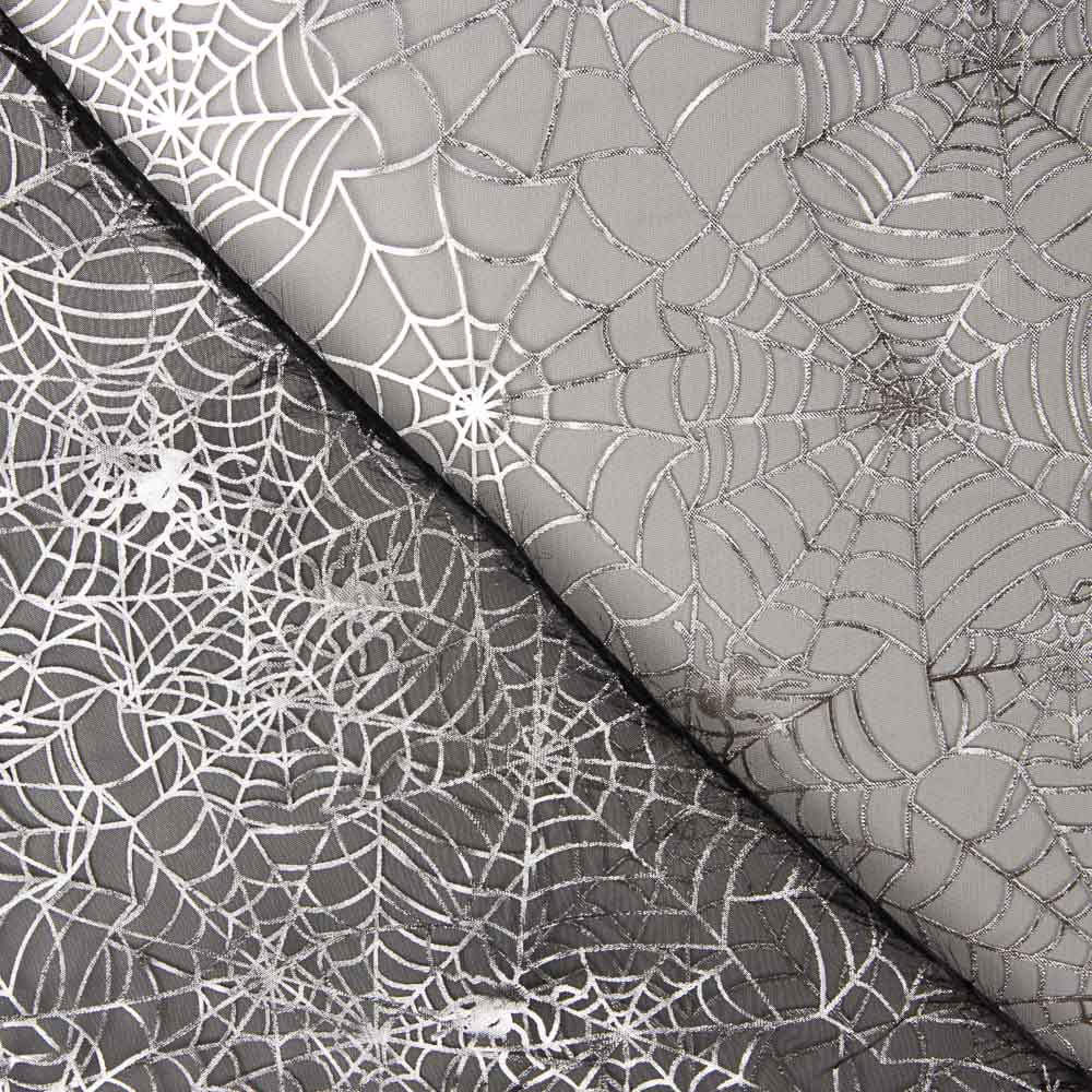 Tecido Organza Teias de Aranha Preto - Ribes y Casals