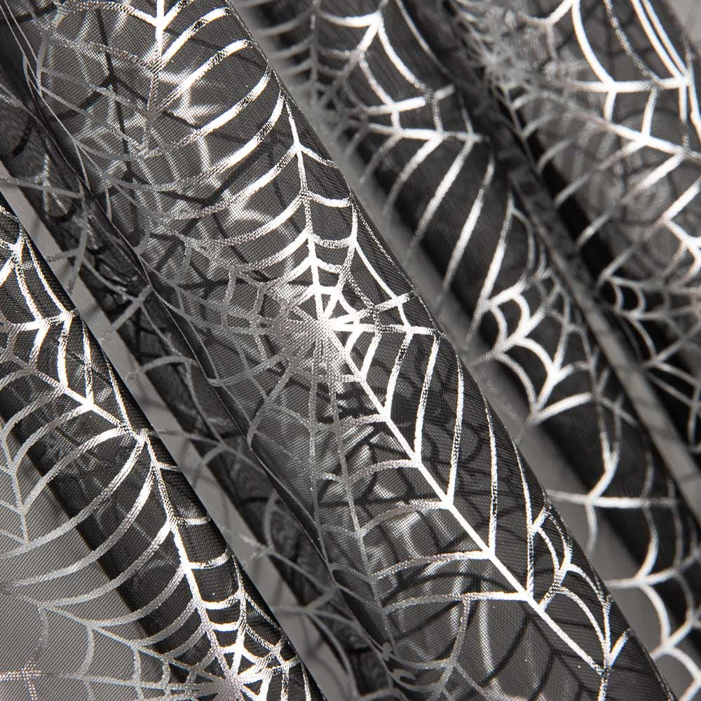 Tecido Organza Teias de Aranha Preto - Ribes y Casals