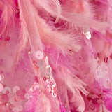 Tela Plumas Rosa Lentejuela - Ribes y Casals