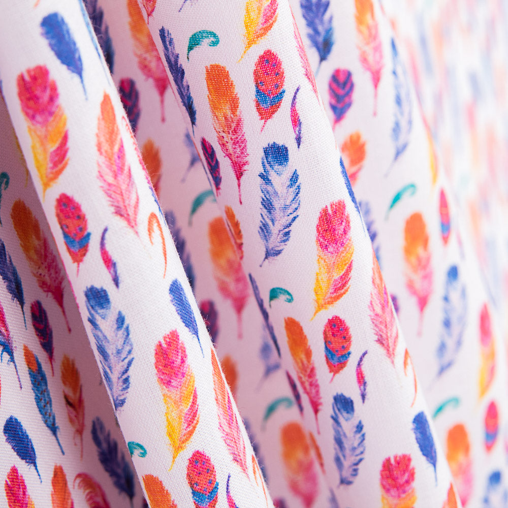 Popelina Algodão Penas Fúcsia - Ribes y Casals