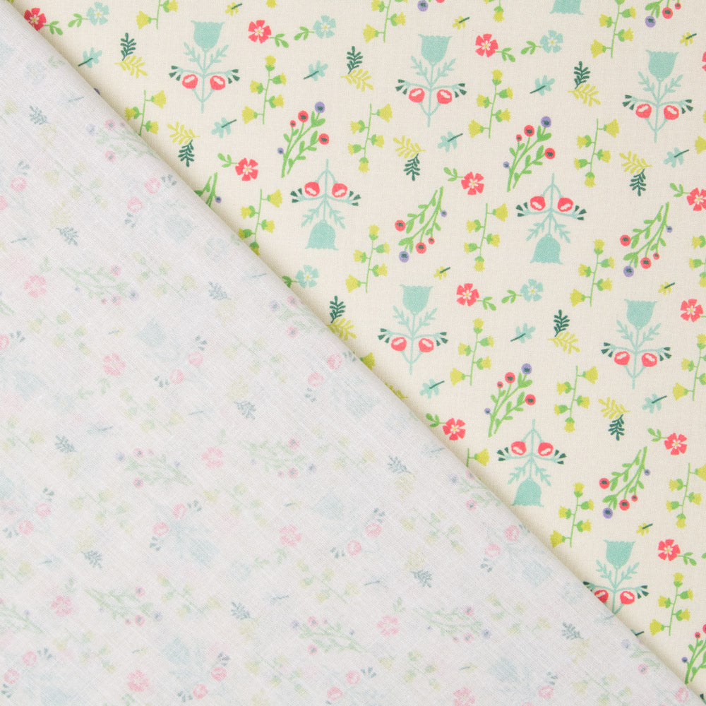 Algodão Popeline Ramos Verde - Ribes y Casals