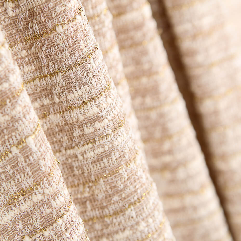 Tecido Malha Tweed Listado Lurex Nude - Ribes y Casals