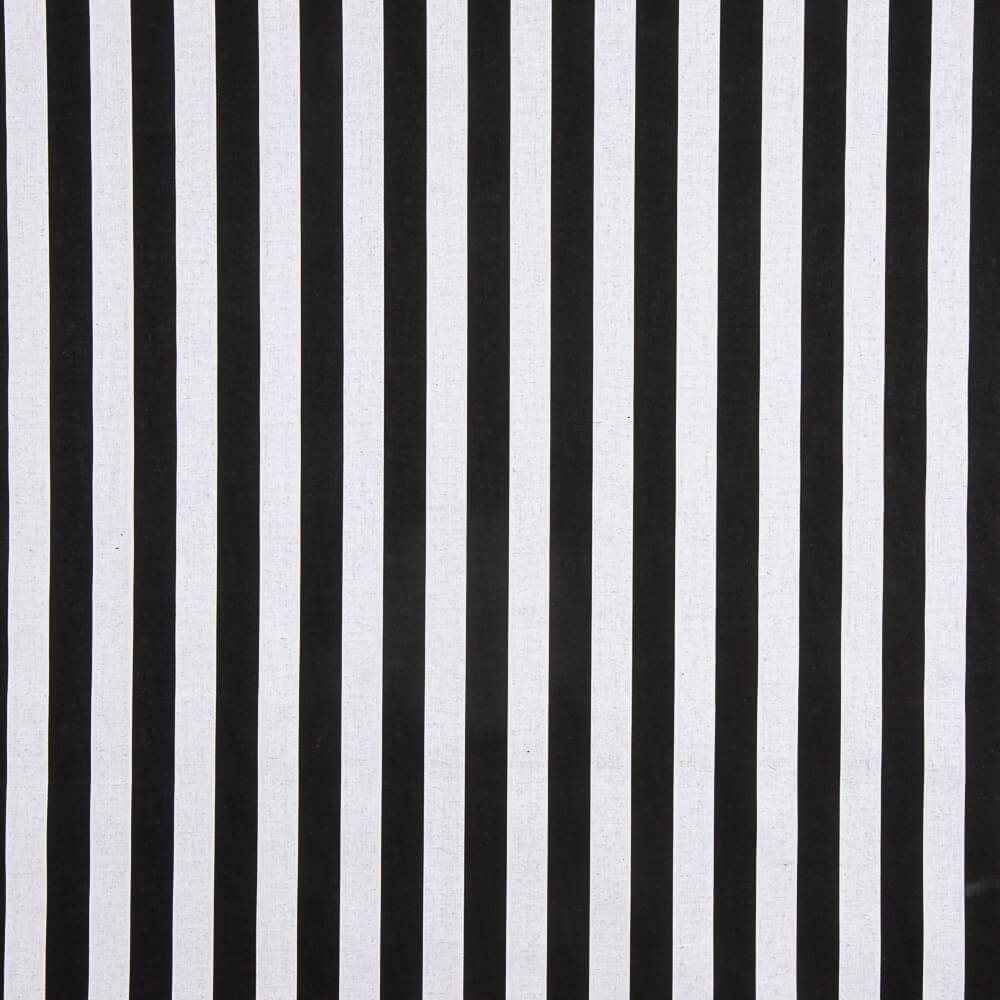 Popeline Hidrófuga Listrada em Branco e Preto - Ribes y Casals