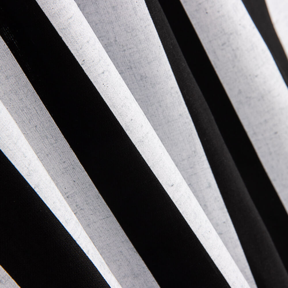 Popeline Hidrófuga Listrada em Branco e Preto - Ribes y Casals