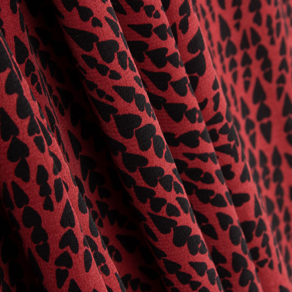 Viscose Estampado Corações Pretos - Ribes y Casals