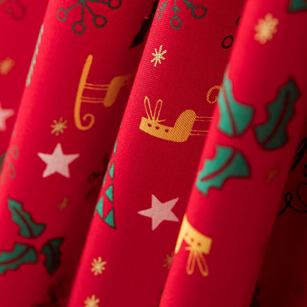 Algodão Feliz Natal Vermelho - Ribes y Casals