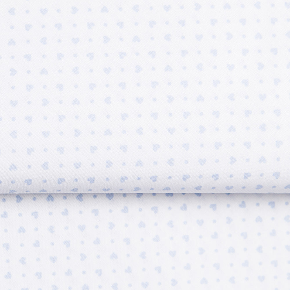 Tecido Lençol Estampada Corações Azul - Ribes y Casals