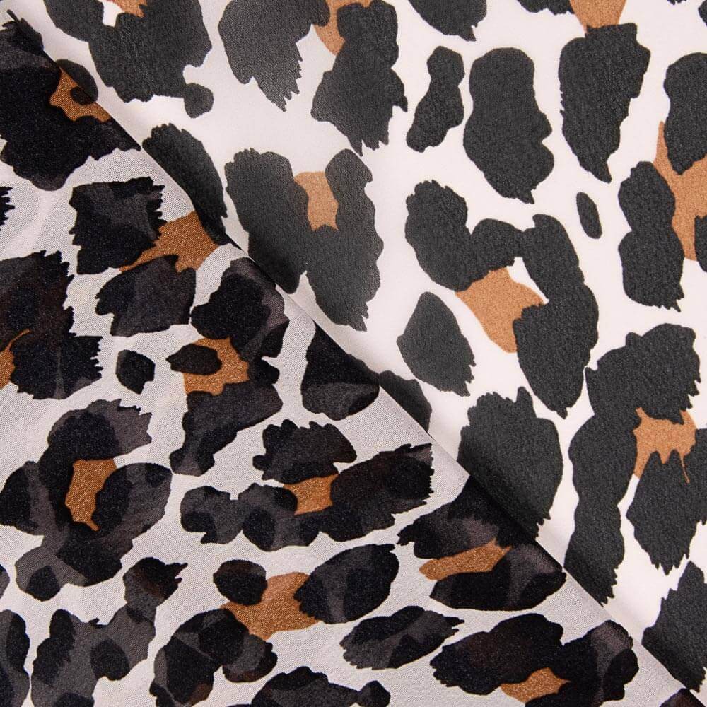 Chiffon Poliéster Rosa Leopardo - Ribes y Casals