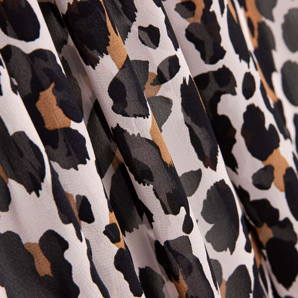 Chiffon Poliéster Rosa Leopardo - Ribes y Casals