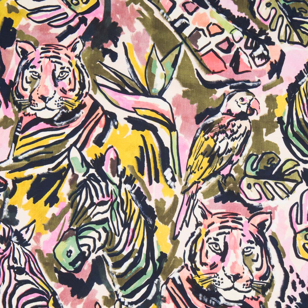 Cetim Poliéster Tigre Fúcsia - Ribes y Casals