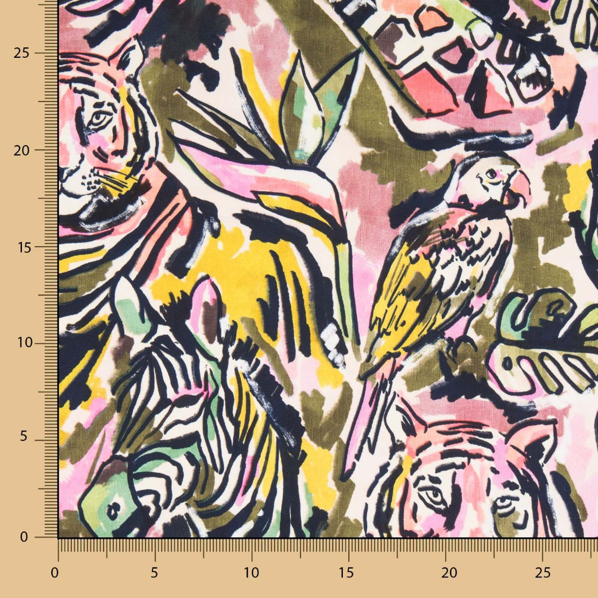 Cetim Poliéster Tigre Fúcsia - Ribes y Casals