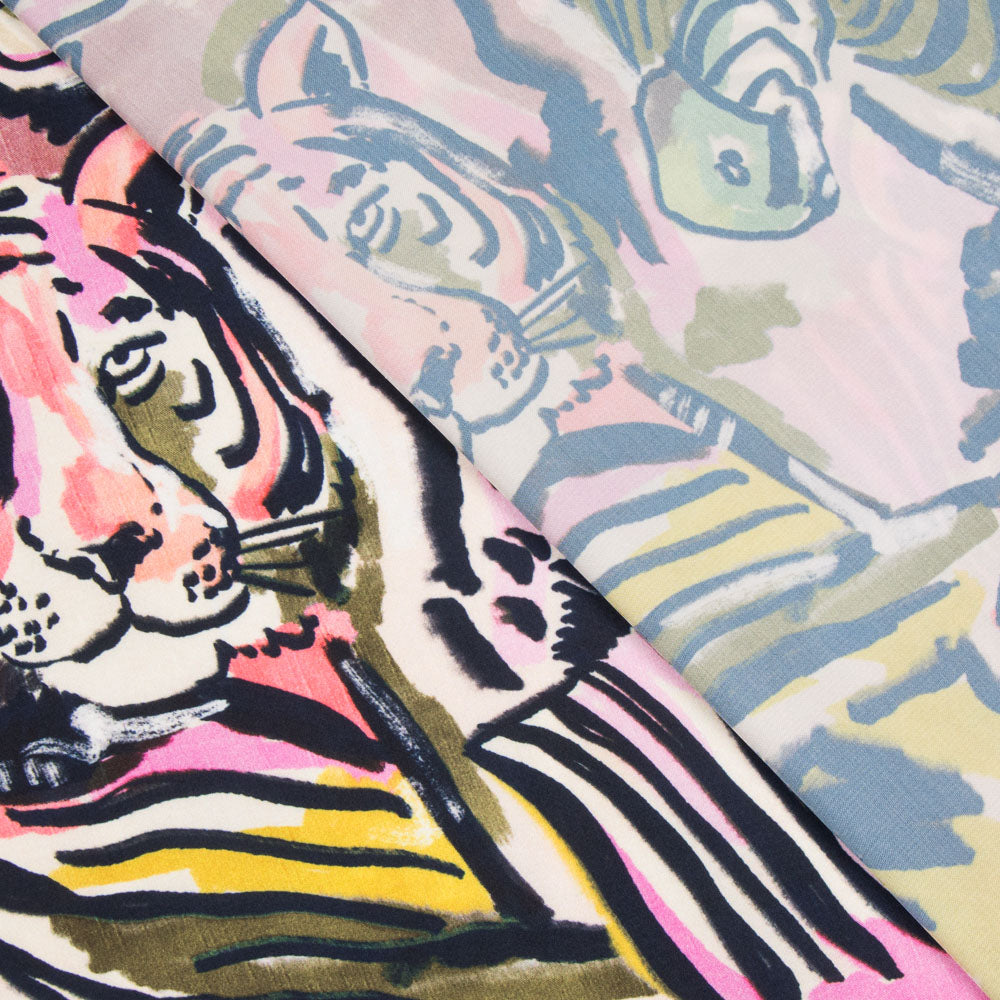 Cetim Poliéster Tigre Fúcsia - Ribes y Casals