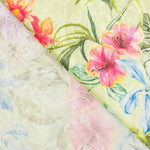 Jacquard Poliéster Pistachio Flores - Ribes y Casals