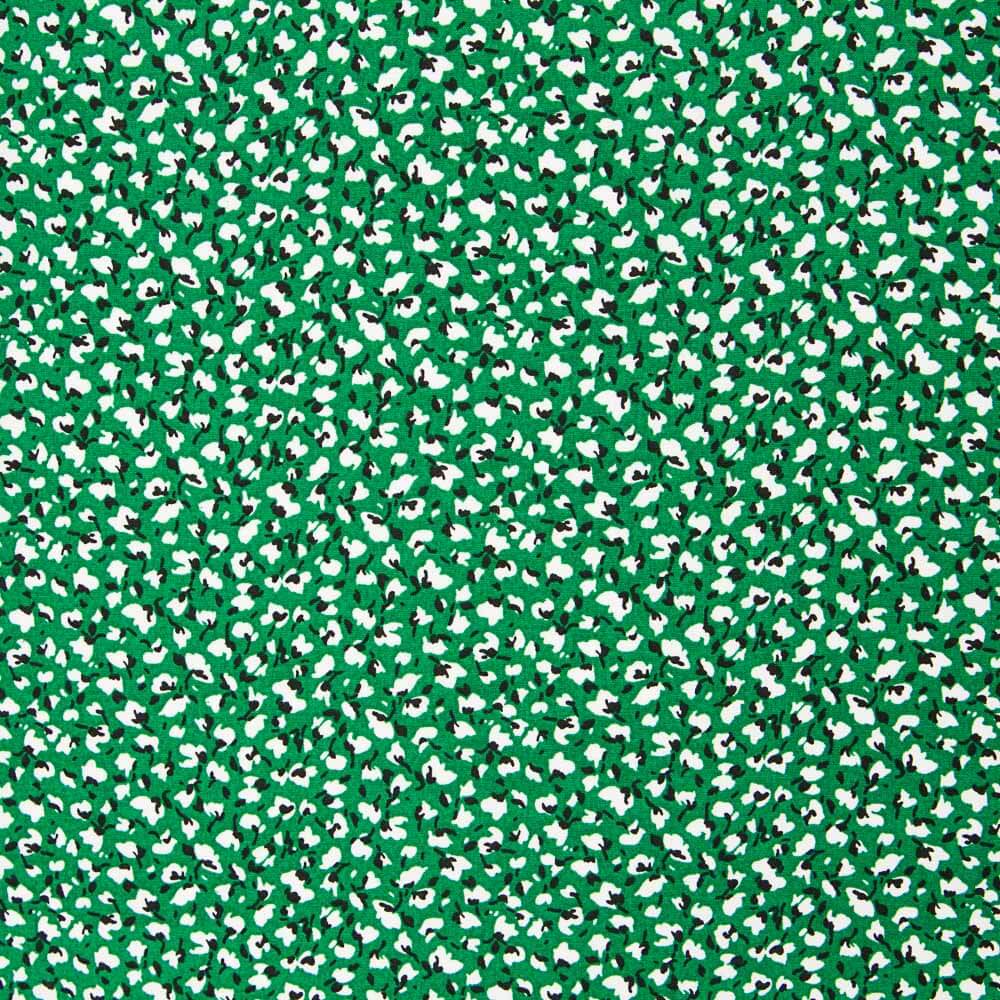 Popeline Viscose Micro Flor Verde - Ribes y Casals