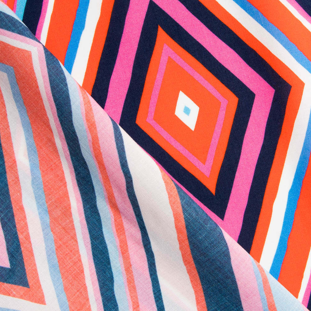 Tecido de Viscose Zig Zag Fúcsia - Ribes y Casals