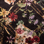 Veludo Elástico Floral Preto - Ribes y Casals