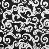 Tecido de Veludo Estampado Espiral Branco Preto - Ribes y Casals