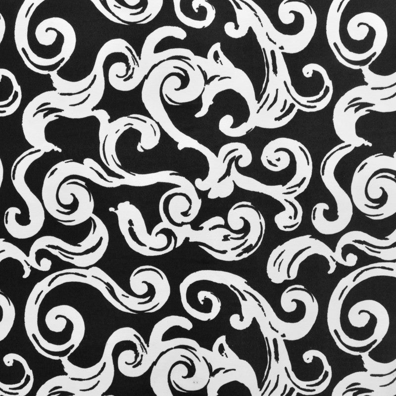 Tecido de Veludo Estampado Espiral Branco Preto - Ribes y Casals