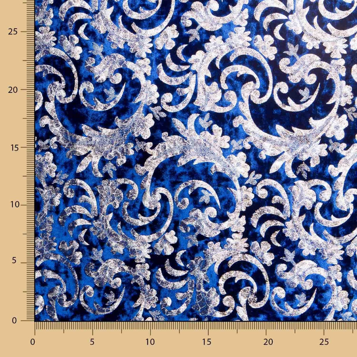 Retal Terciopelo Spandex Brocado Azul 300x150 cm - Ribes y Casals