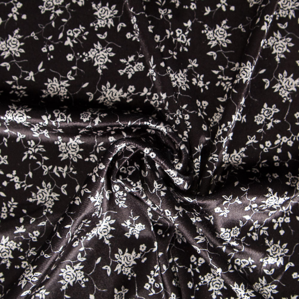Terciopelo Lycra Floral Negro - Ribes y Casals
