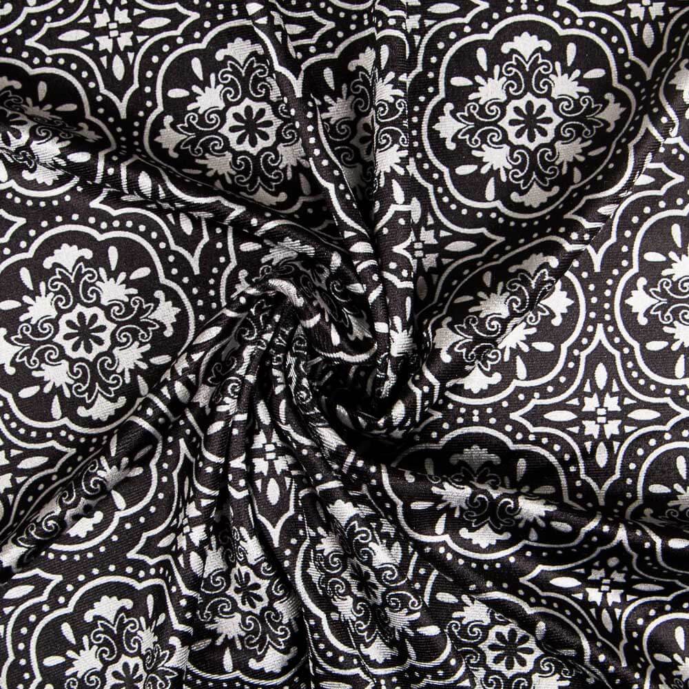 Terciopelo Lycra Geo Negro - Ribes y Casals