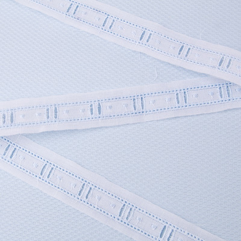 Tira de batista branco e azul 2,5cm - Ribes y Casals