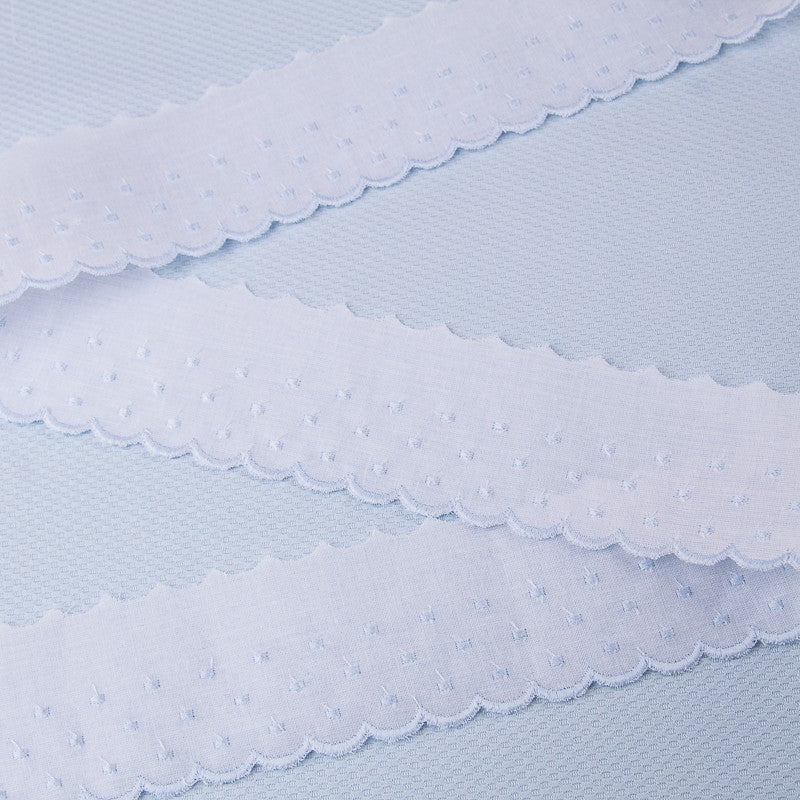 Tira de batista branco e azul 3cm - Ribes y Casals