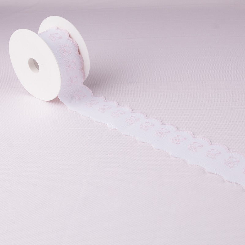 Tira de piquê branco rosa 6,5cm - Ribes y Casals