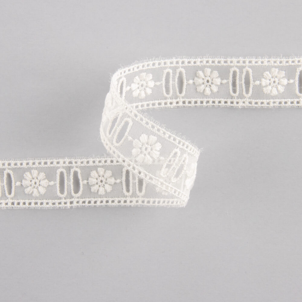 Tira de gaze bordada bege 2cm - Ribes y Casals