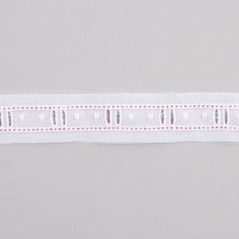 Tira de batista branco e rosa 2,5cm - Ribes y Casals