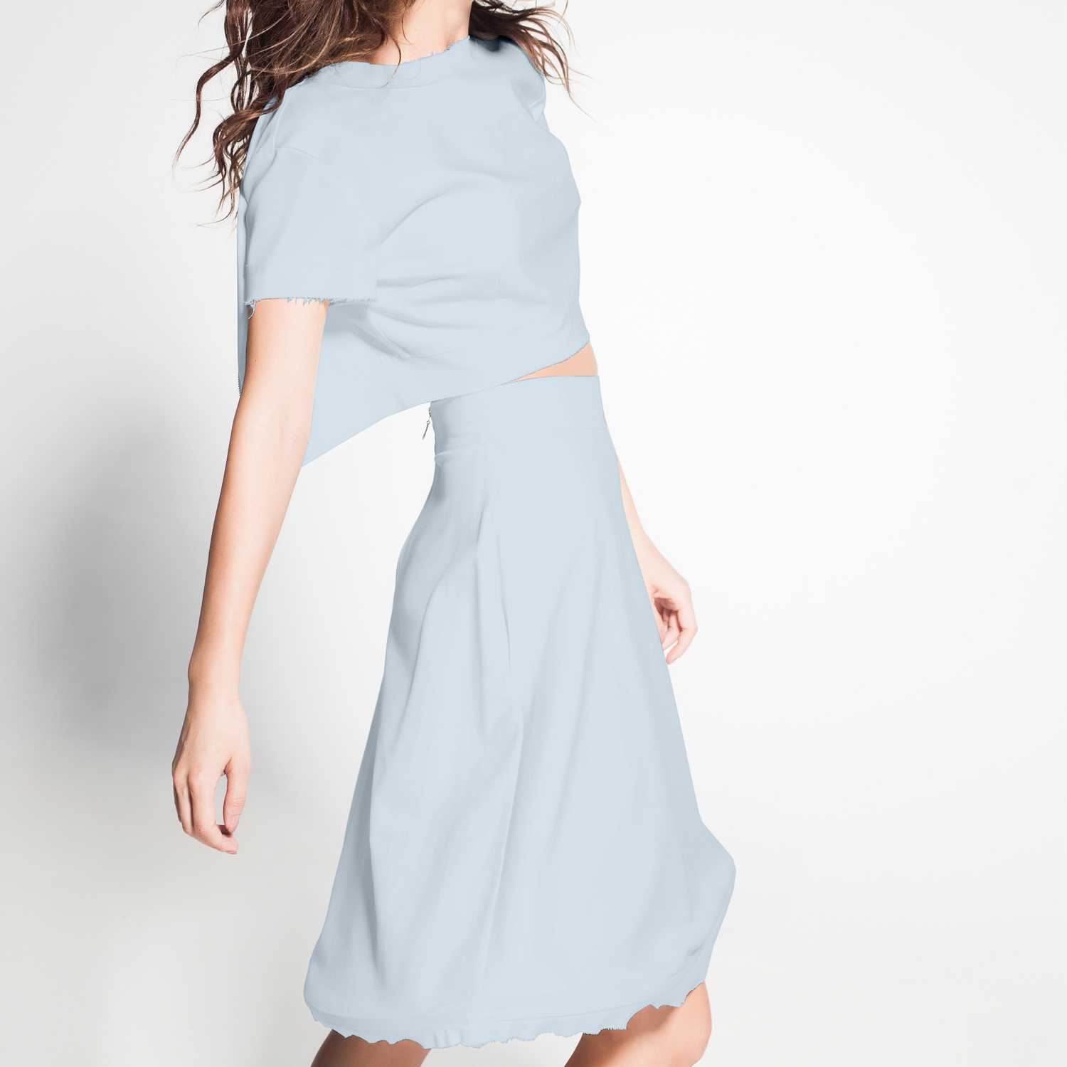 Tecido Cetim de Poliéster Azul Claro - Ribes y Casals