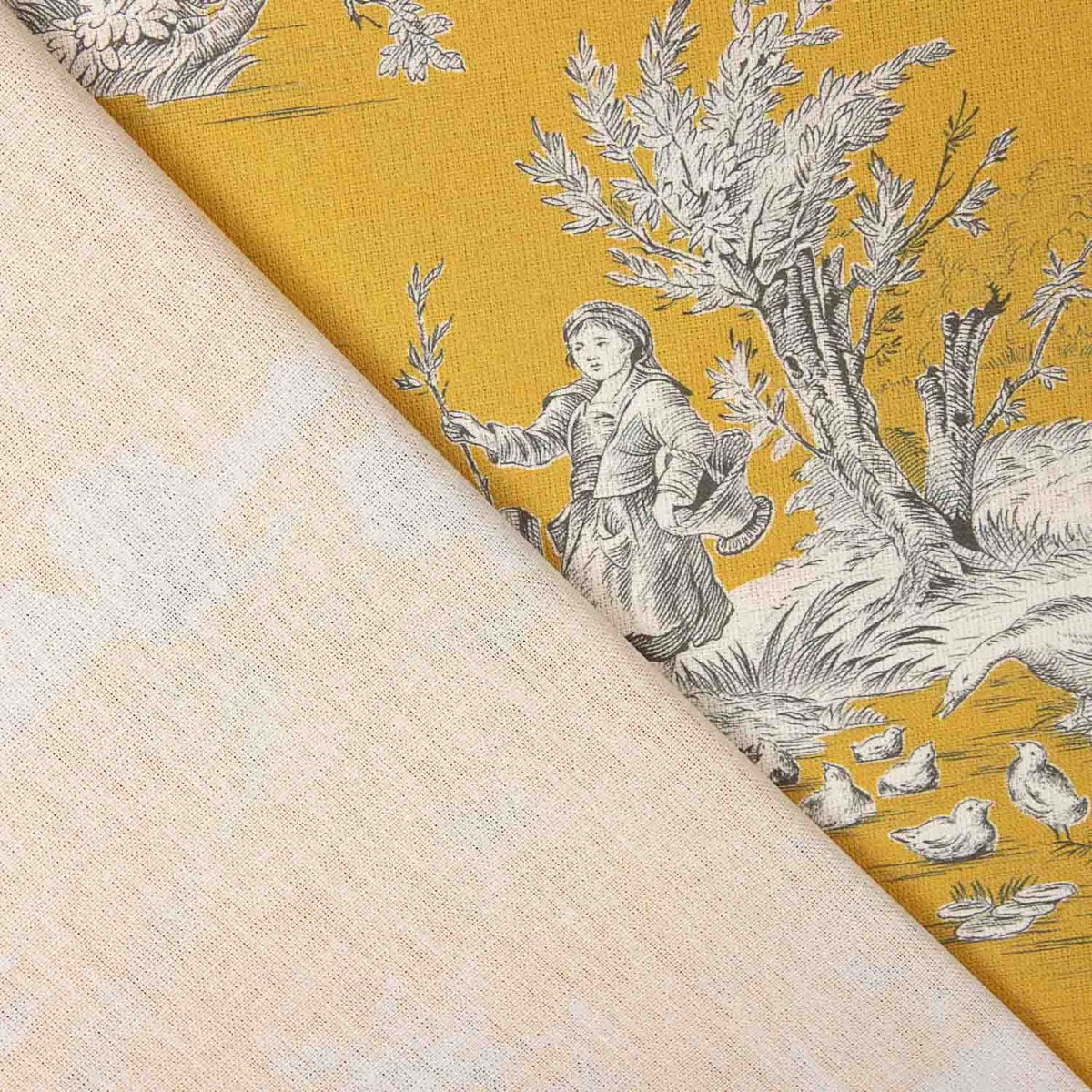 Lona Toile De Jouy Fundo Amarelo - Ribes y Casals