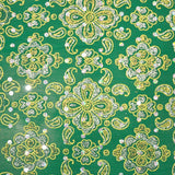 Topaz Brocado Flor pequena fundo verde - Ribes y Casals