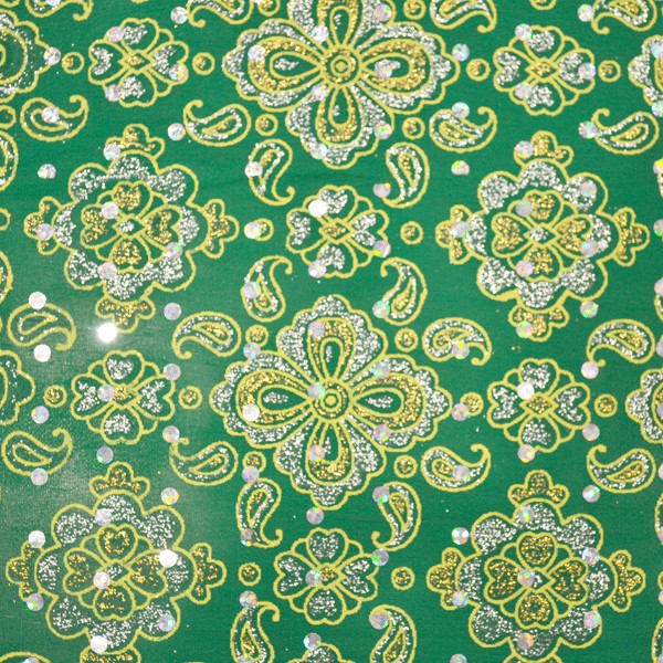 Topaz Brocado Flor pequena fundo verde - Ribes y Casals