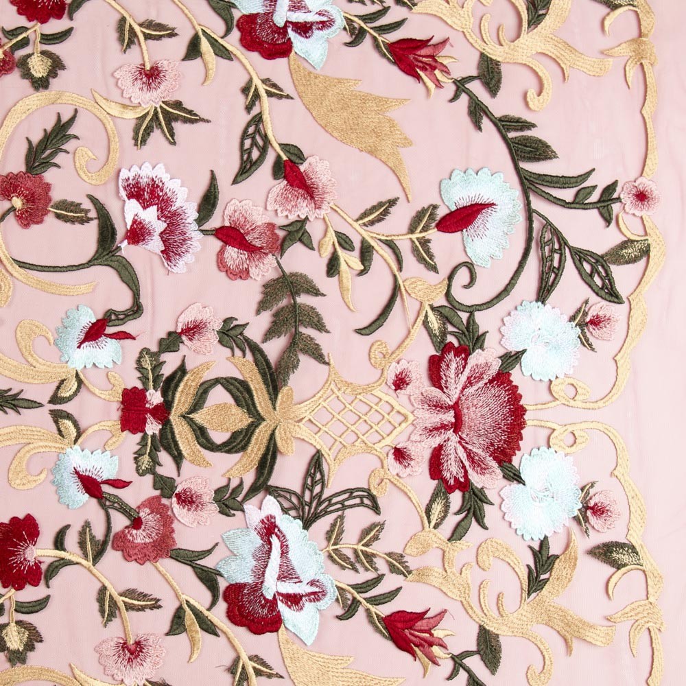 Tule Bordado Manila Vermelho Preto - Ribes y Casals