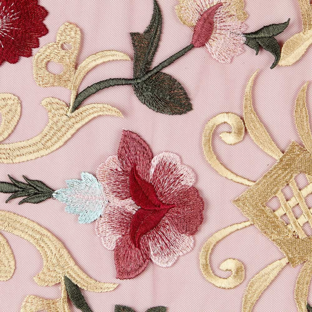 Tule Bordado Manila Vermelho Preto - Ribes y Casals