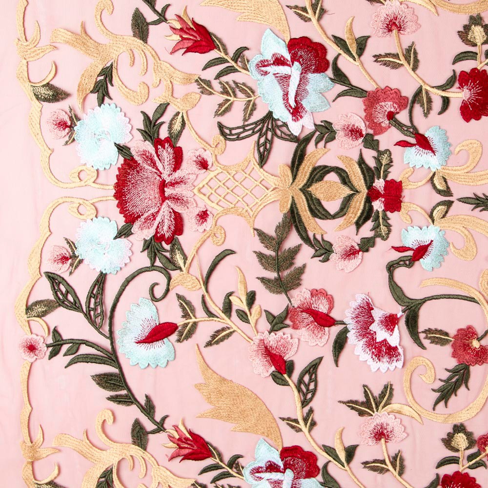 Tule Bordado Manila Vermelho Preto - Ribes y Casals