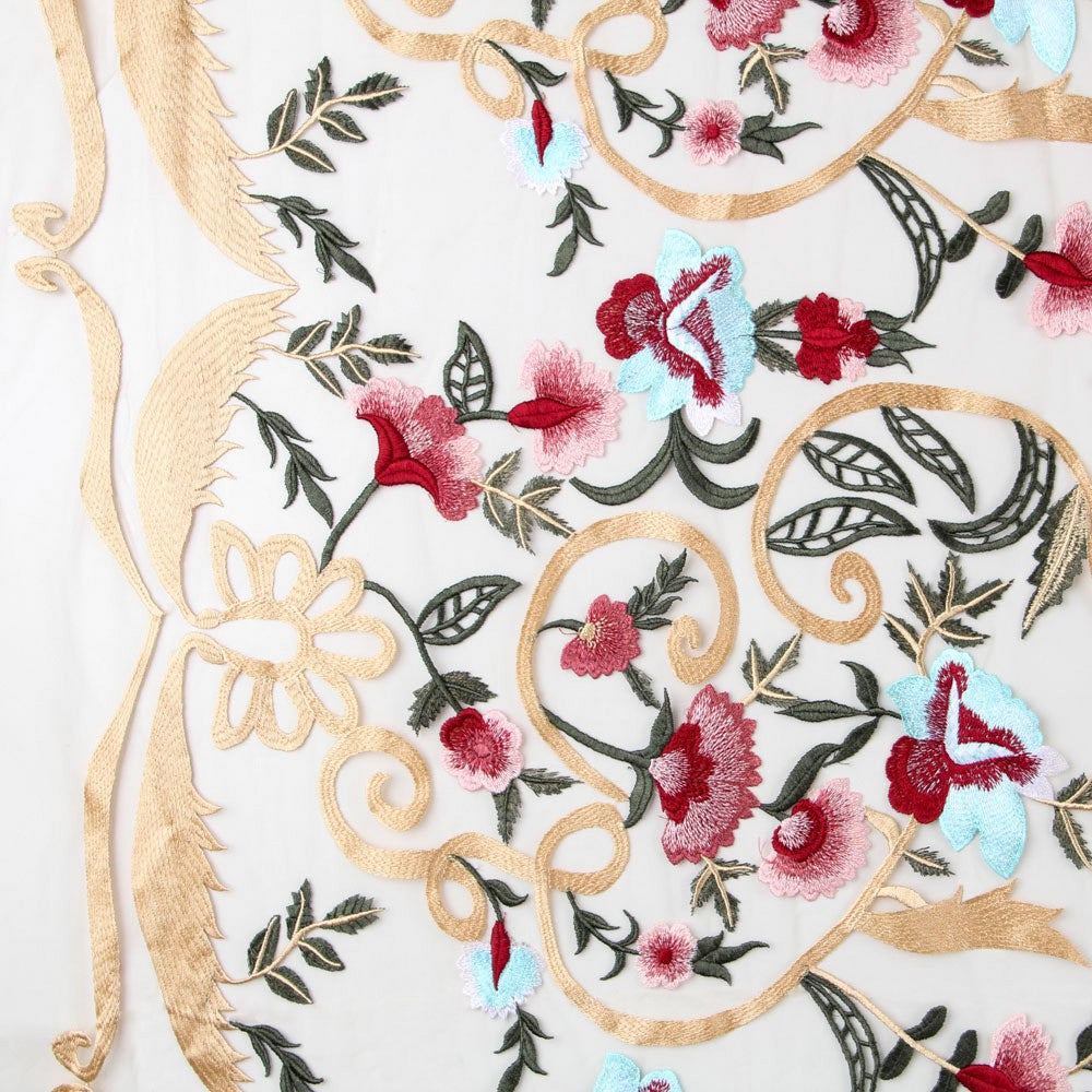 Tule Bordado Manila Vermelho Preto - Ribes y Casals