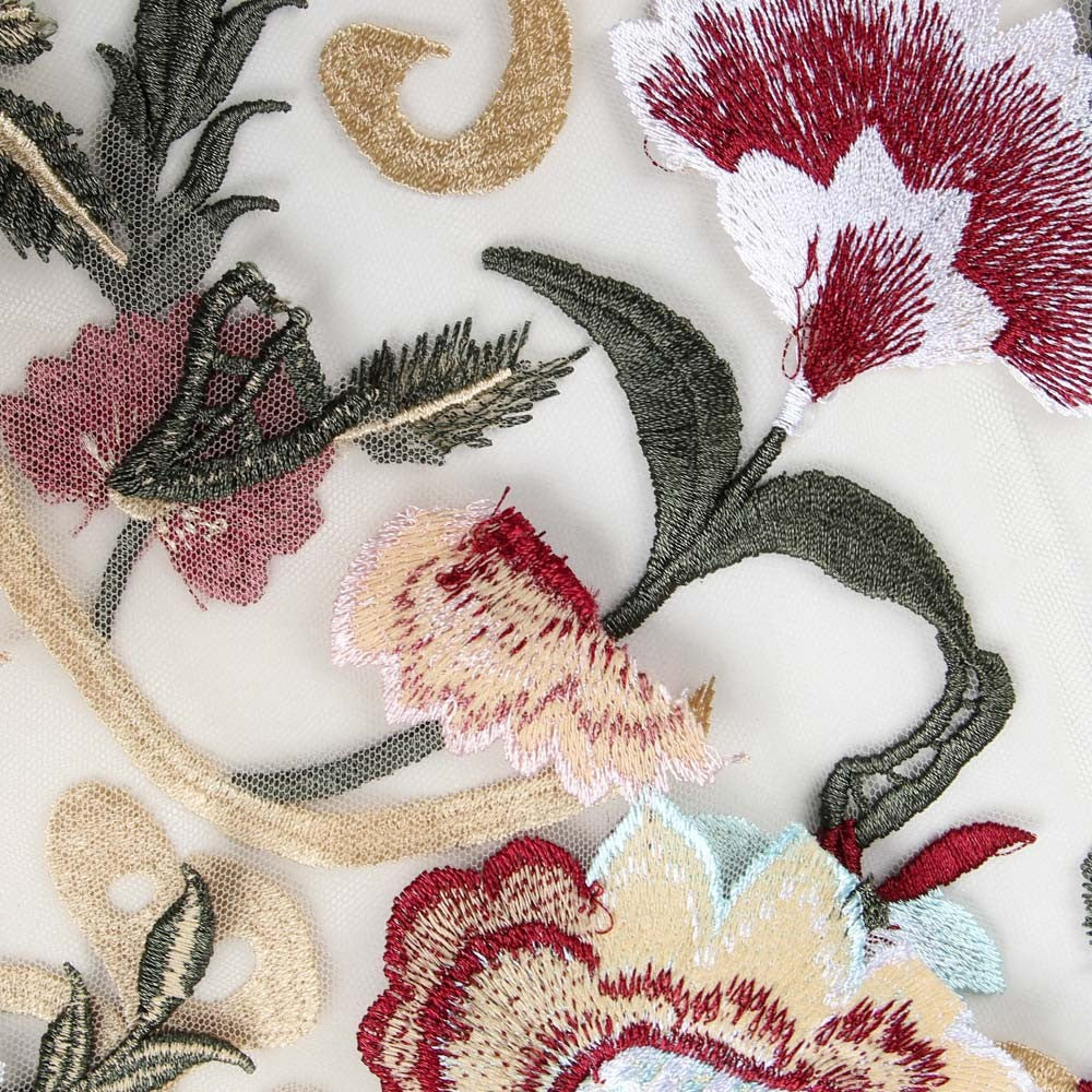 Tule Bordado Manila Vermelho Preto - Ribes y Casals