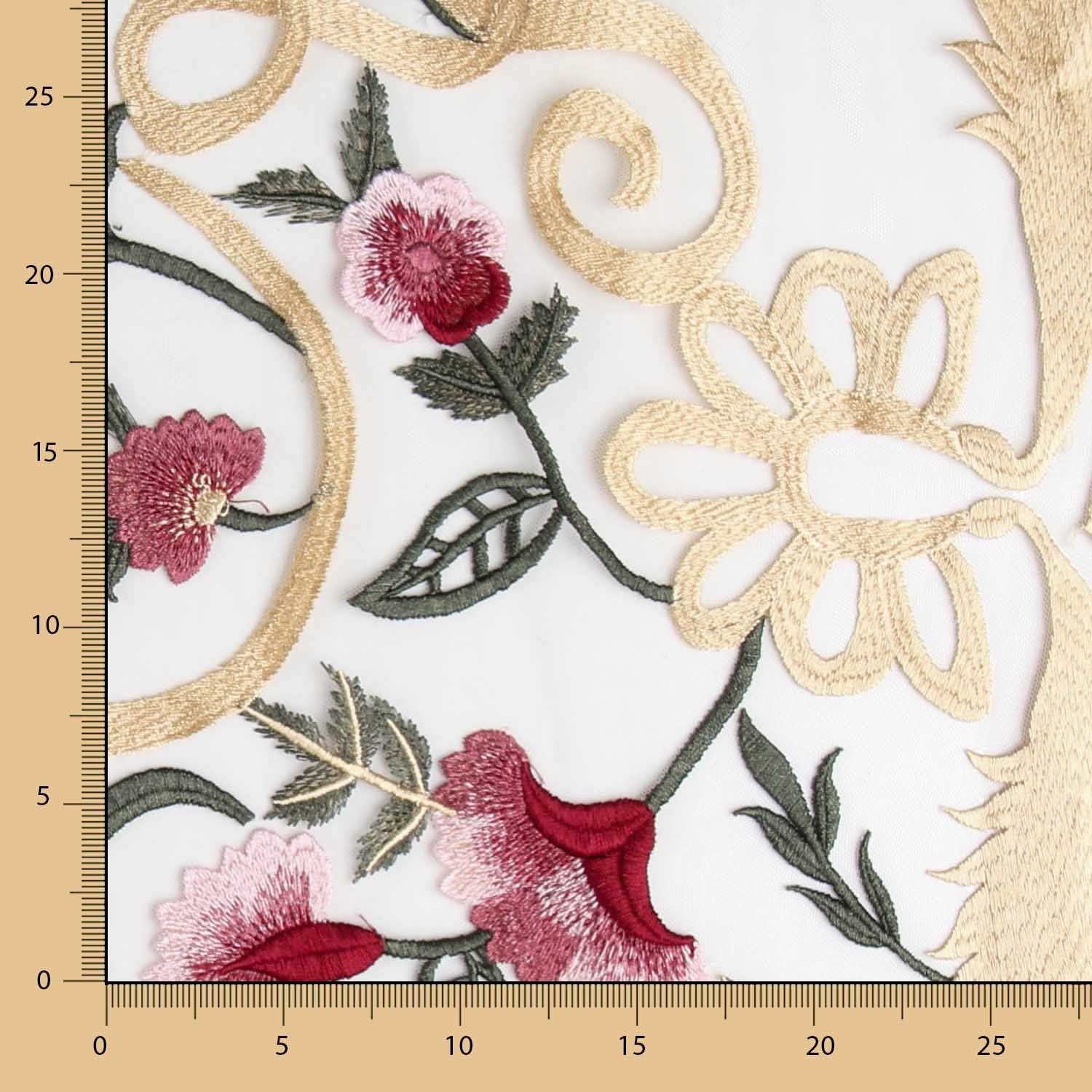 Tule Bordado Manila Vermelho Preto - Ribes y Casals