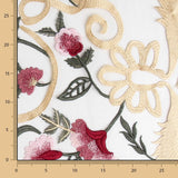 Tule Bordado Manila Vermelho Preto - Ribes y Casals