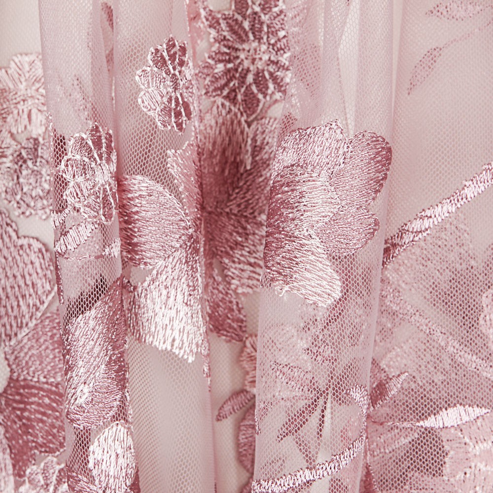 Tule Bordado Flores Malva - Ribes y Casals