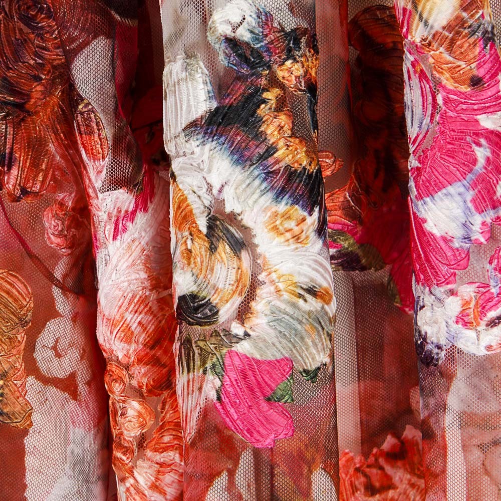 Tule Bordado Flores Coloridas - Ribes y Casals