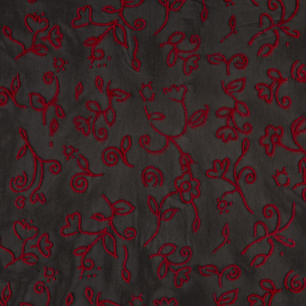 Tule Elástico Floral Encarnado - Ribes y Casals