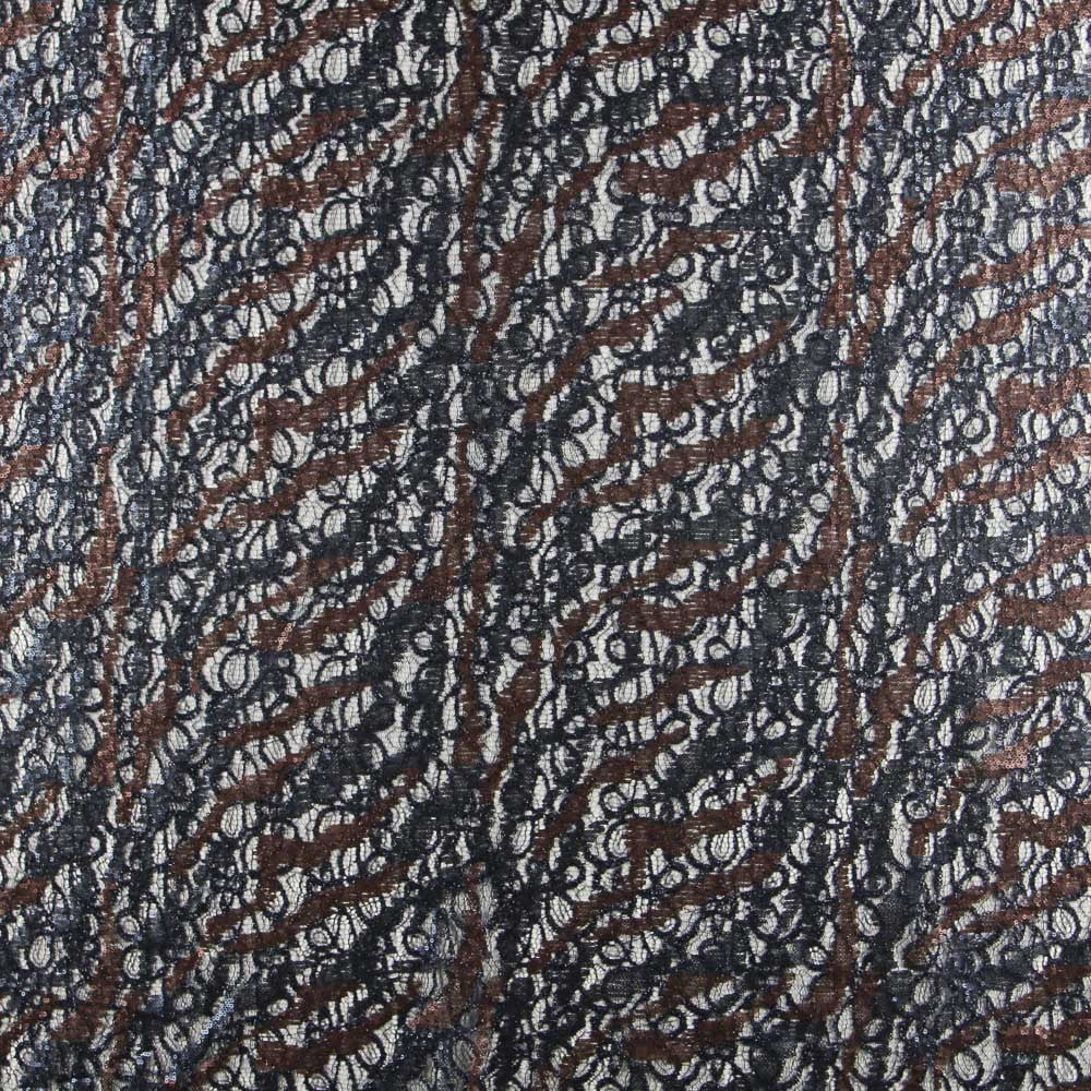 Renda com Lantejolas Marinho e Castanho - Ribes y Casals