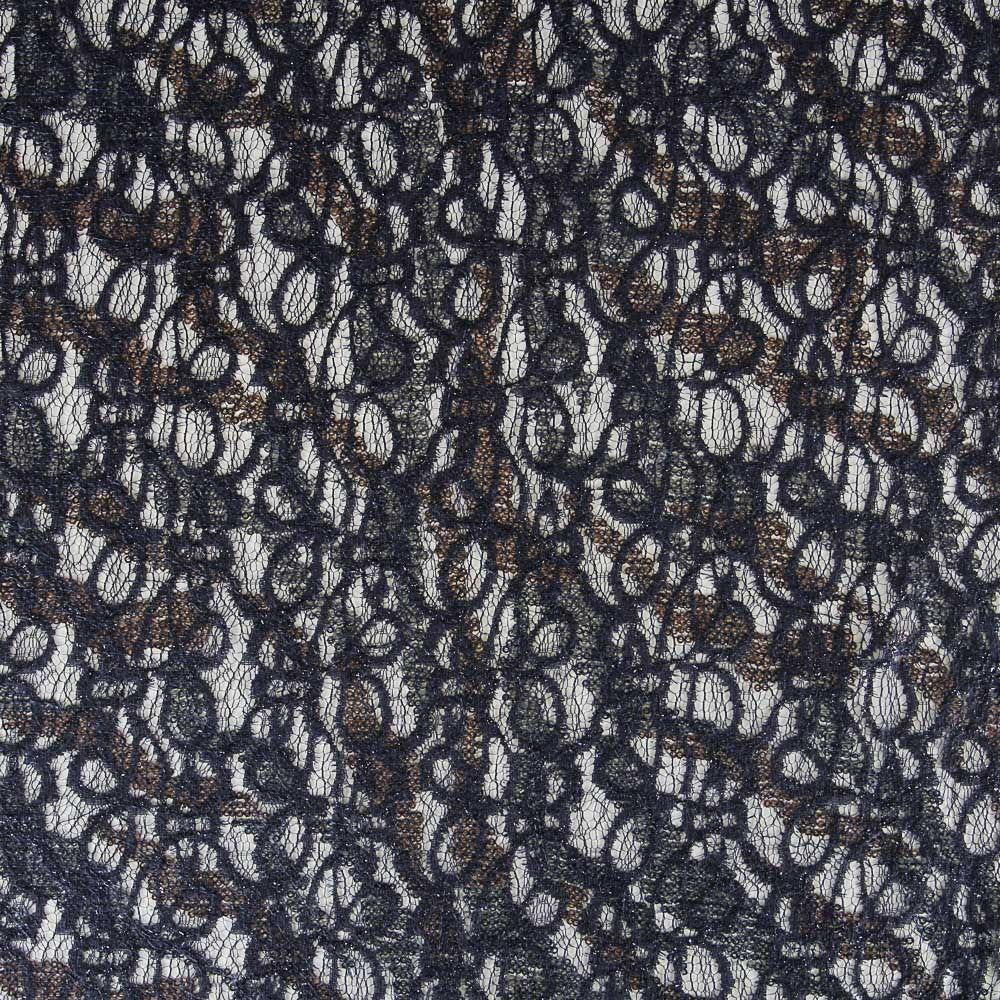 Renda com Lantejolas Marinho e Castanho - Ribes y Casals