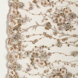 Tule Bordado Flores Dourado - Ribes y Casals
