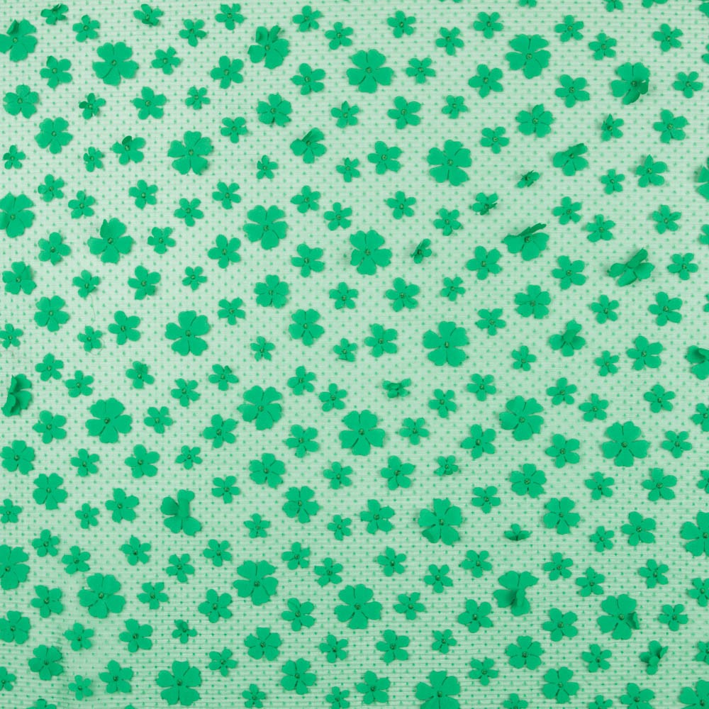 Tule Plissado Flor Verde - Ribes y Casals