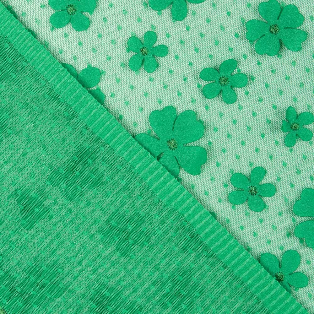 Tule Plissado Flor Verde - Ribes y Casals